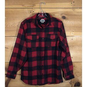Powerhouse Gym Buffalo Plaid Flannel Button Up Shirt Mens Size Small Long Sleeve